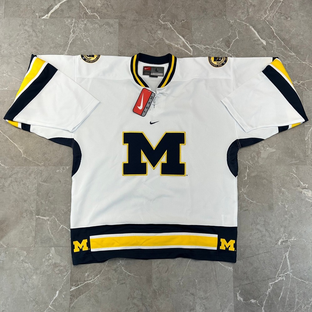 Vintage Nike Team Michigan Wolverines Hockey Jersey Mens Large Deadstock Sweater